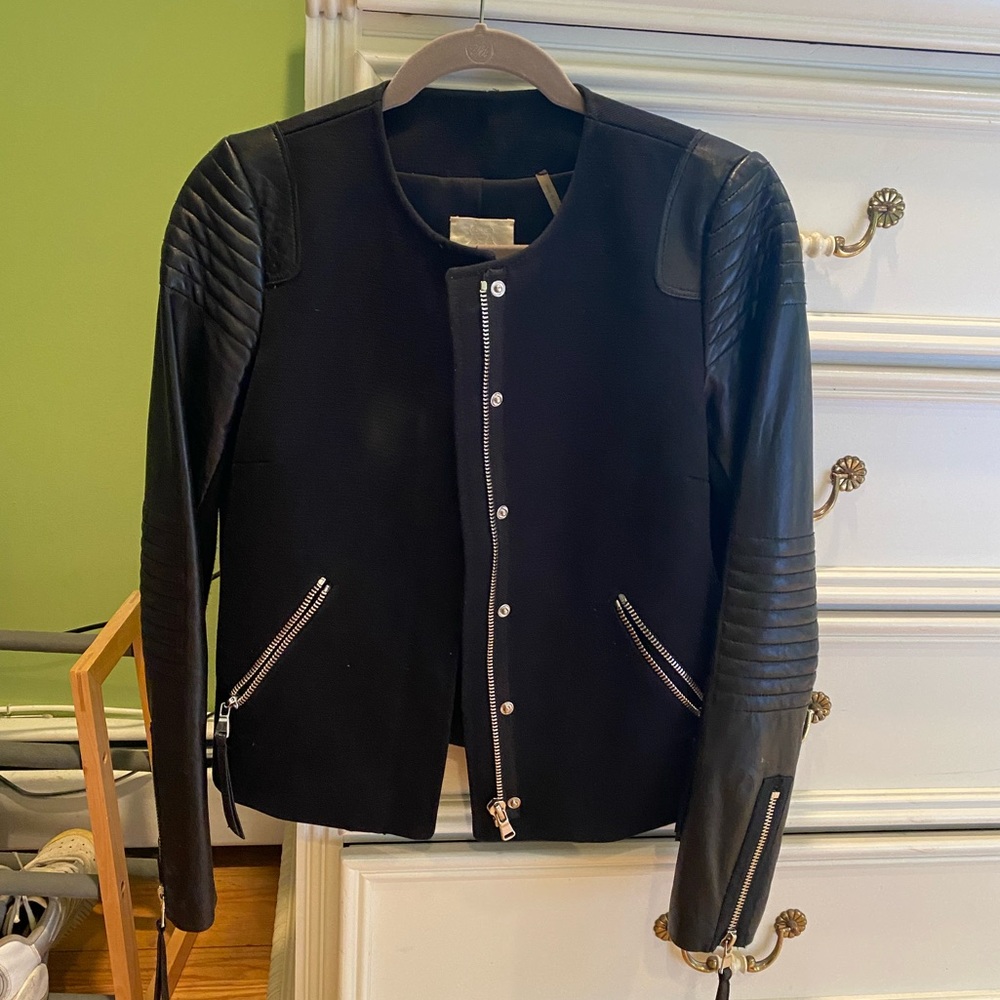 Rebecca Taylor leather jacket, silver hardware.